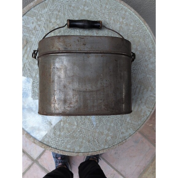Vintage/Antique Aluminum Railroad  Miner Lunch Box Pail  Primitive Country Decor - Picture 4 of 8